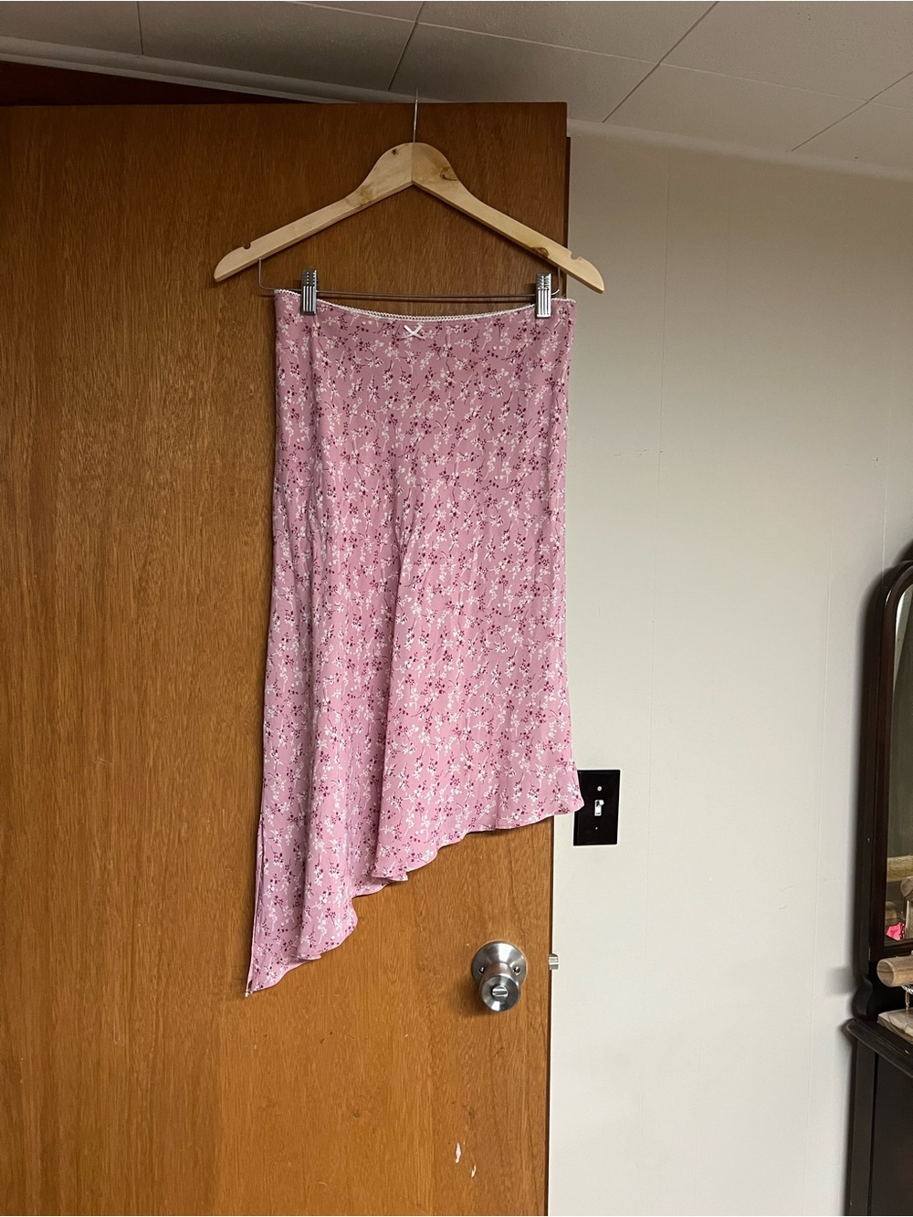 Reformation Pink Floral Asymmetrical Midi Skirt